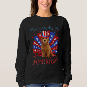 Goldendoodle trots op een Amerikaanse vlag 4e Trui