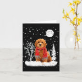 Goldendoodle Under Moonlight Snow Christmas Pajama Kaart (Gele Bloem)