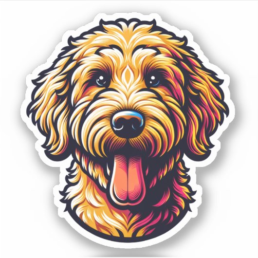 Goldendoodle Vinyl Dog Sticker (Voorkant)