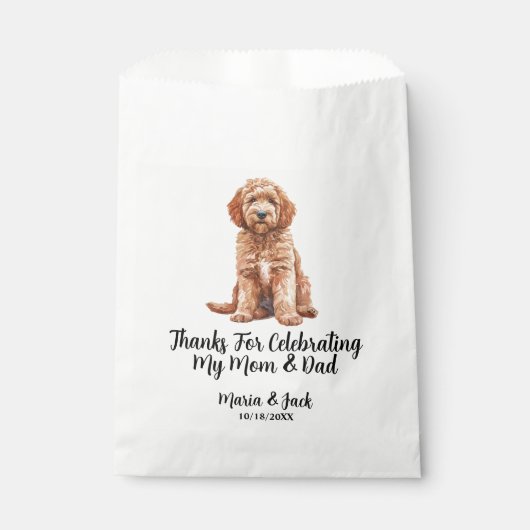 Goldendoodle Volledige Kleur Huisdier Bruiloft Bedankzakje (Voorkant)