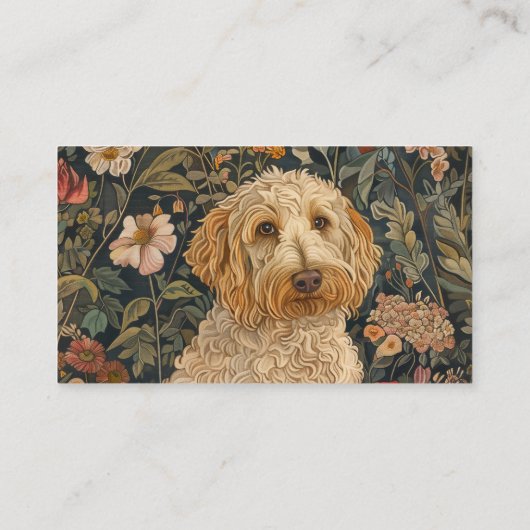 Goldendoodle  William Morris Style Floral Visitekaartje (Achterkant)