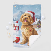 Goldendoodle Winter Wonderland Christmas Joy Golfhanddoek (Insitu)
