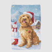 Goldendoodle Winter Wonderland Christmas Joy Golfhanddoek (Voorkant)
