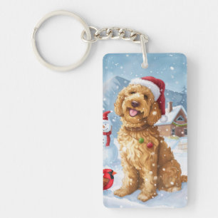 Goldendoodle Winter Wonderland Kerstvreugde Sleutelhanger