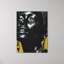 Goldene Eleganz: Schwarze Schönheit mit Schmuck Canvas Afdruk