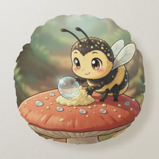 Goldene Hummel im Blütentanz  Rond Kussen