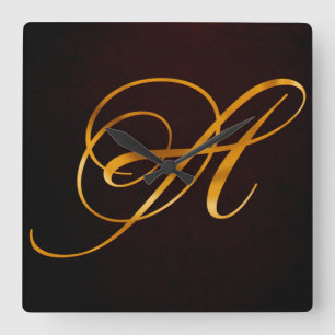 Goldener Buchstabe A design Vierkante Klok