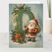 Goldenes Initial D mit Weihnachtsmann und Krone Kaart (Voorkant)