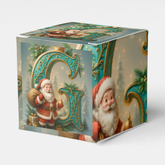  Goldenes Initial  G mit Weihnachtsmann und Krone Bedankdoosjes