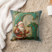 Goldenes Initial G mit Weihnachtsmann und Krone Kussen (Deken)