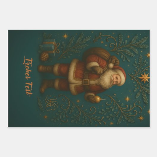  Goldenes Initial H  mit Weihnachtsmann und Krone  Inpakpapier Vel (Voorkant 2)