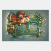 Goldenes Initial H mit Weihnachtsmann und Krone Inpakpapier Vel (Voorkant)