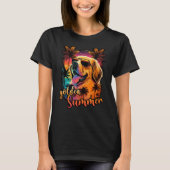 Goldenretriever Sunset with Palmtrees golden Summe T-shirt (Voorkant)