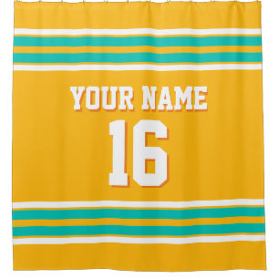 Goldenrod Blauwgroen White Stripes Sports Jersey Douchegordijn