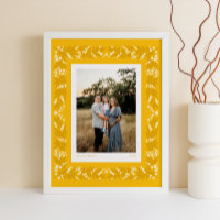 Goldenrod Folk Art Floral Lijst met aangepaste tek