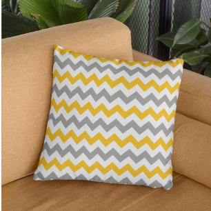 Goldenrod & Grey Chevron Coussin