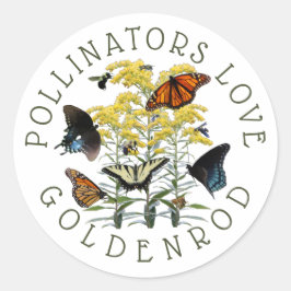 Goldenrod Solidago Wildflower en Pollinators Clas Ronde Sticker