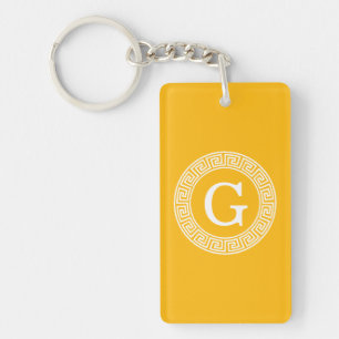 Goldenrod Wat Grieks Sleutel RND Lijst Initiaal Mo Sleutelhanger