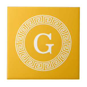 Goldenrod Wat Grieks Sleutel RND Lijst Initiaal Mo Tegeltje