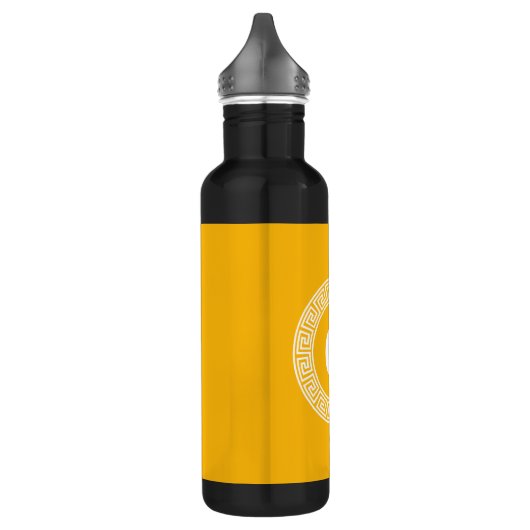 Goldenrod Wat Grieks Sleutel RND Lijst Initiaal Mo Waterfles (Links)