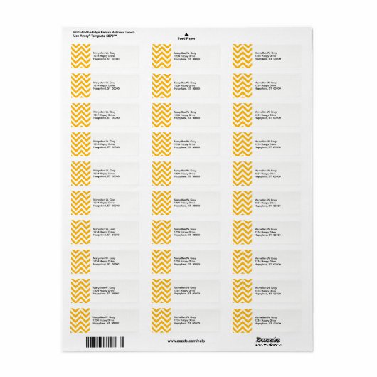 Goldenrod White Large Chevron ZigZag Pattern Etiket (Full Sheet)