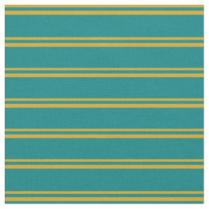 Goldenrode en Blauwgroen Stripes Patroon Stof