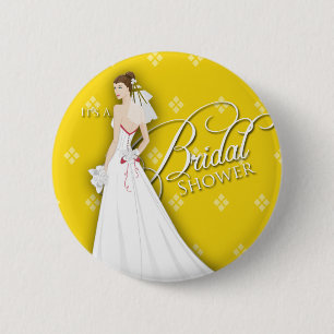 Goldenrode en witte  Vrijgezellenfeest Pin Ronde Button 5,7 Cm