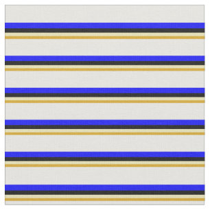 Goldenrode, Tan, Zwart, Blauw en Wit gekleurd Stof