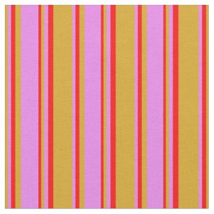 Goldenrode, Violet & Red Lines/Stripes Patroon Stof
