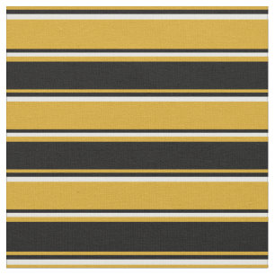 Goldenrode, zwart, en White Stripes/Lines Pattern Stof