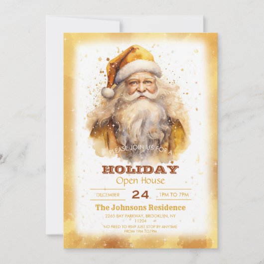 GoldenSanta Claus Waterverf Kaart (Voorkant)