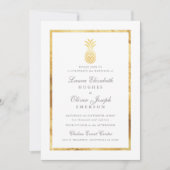 GoldenTropical Ananas Gold Wedding Invitations (Devant)