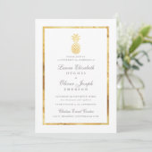 GoldenTropical Ananas Gold Wedding Invitations (Debout devant)