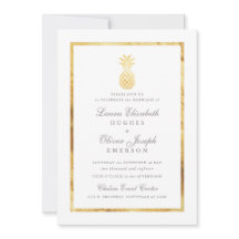 GoldenTropische anananas Gold Wedding Invitations