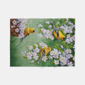 Goldfinch Birds & Apple Blossom Flowers Fleece Deken (Voorkant (Horizontaal))