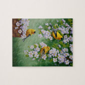 Goldfinch Birds & Apple Blossom Flowers Legpuzzel (Horizontaal)