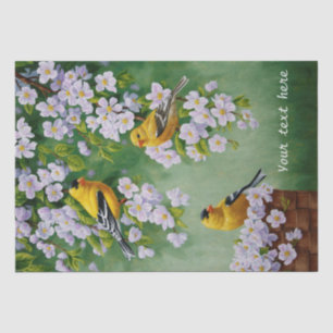 Goldfinch Birds & Apple Blossom Flowers Tissuepapier