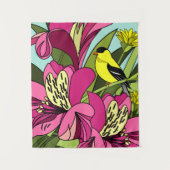 Goldfinch en Bloemen Wandkleed (Voorkant)