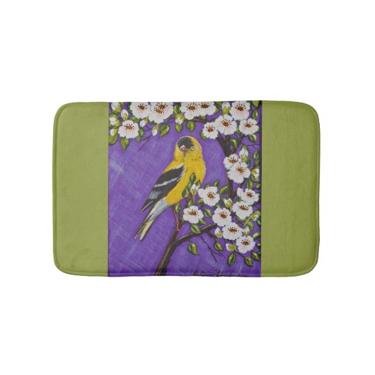 Goldfinch en Blossom Bath Mat (Voorkant)
