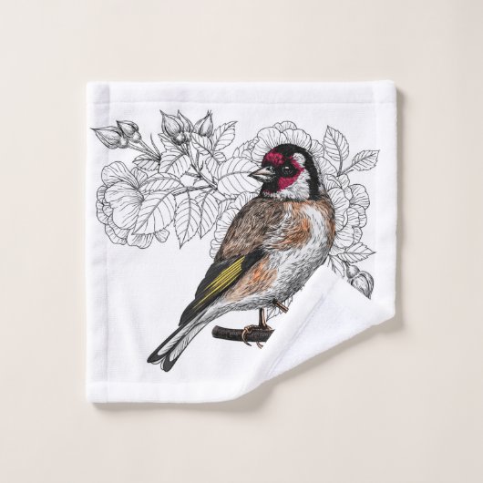 Goldfinch en rozen bad handdoek (Wasdoekje)