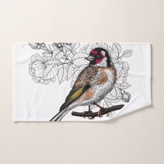 Goldfinch en rozen bad handdoek (Handdoek)