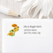 Goldfinch Garden Bird Marigolds Adres Label (Insitu)