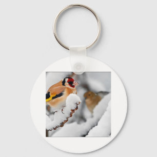 Goldfinch in sneeuw sleutelhanger