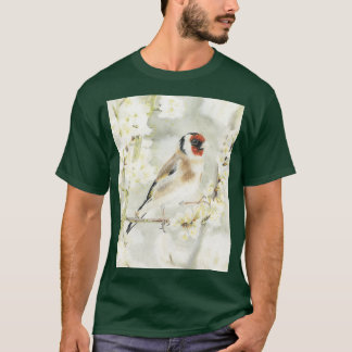 Goldfinch in White Blossom Graphic T-shirt