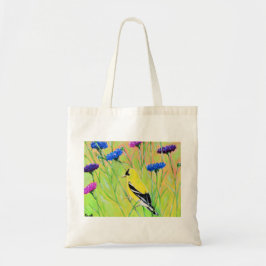 Goldfinch in Wildbloemen schilderen Tote Bag