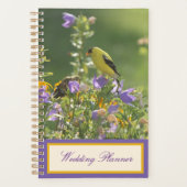 Goldfinch Lente Tuin Bruiloft Paarse Planner (Voorkant)