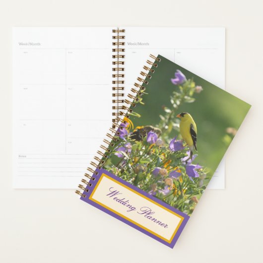 Goldfinch Lente Tuin Bruiloft Paarse Planner (Display)
