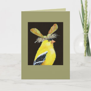 Goldfinch met pet van paardenzaad kaart