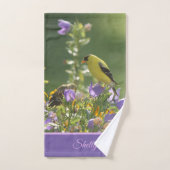 Goldfinch op een Harebell Flower Bad Handdoek (Handdoek)