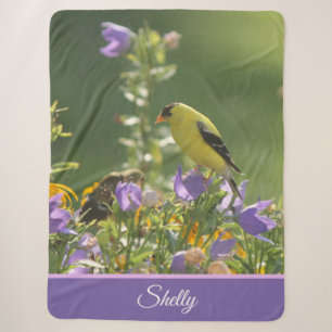 Goldfinch op een Harebell Flower Sherpa Deken